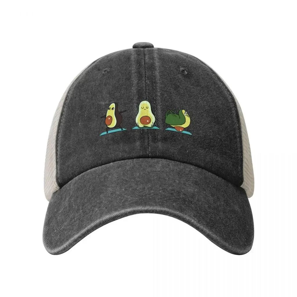 Avocado Yoga Cowboy Mesh Baseball Cap Christmas Hat custom Hat Girl Men's
