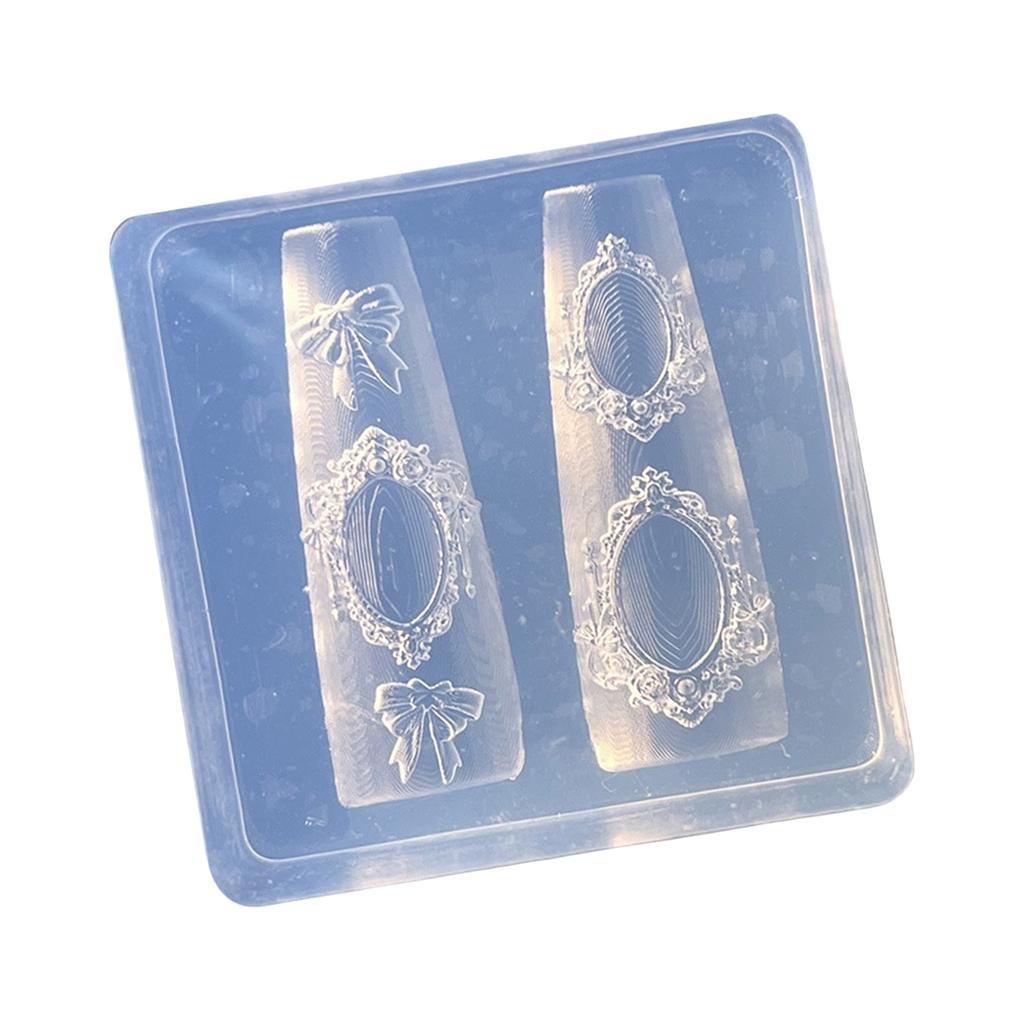 2pcs/1pc Reusable Silicone Nail Molds For Creating Intricate 3D Photo Frame Designs Manicure Art Decoration Mould