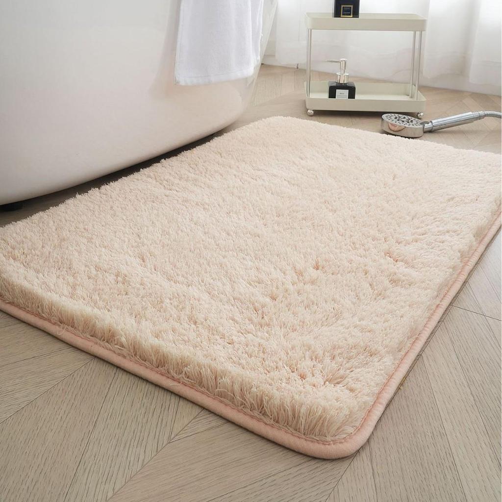 Thick Lambswool Water-Absorbent Bathroom Rug - Solid Color Full Coverage Floor Mat for Living Room, Bedroom, Entrance