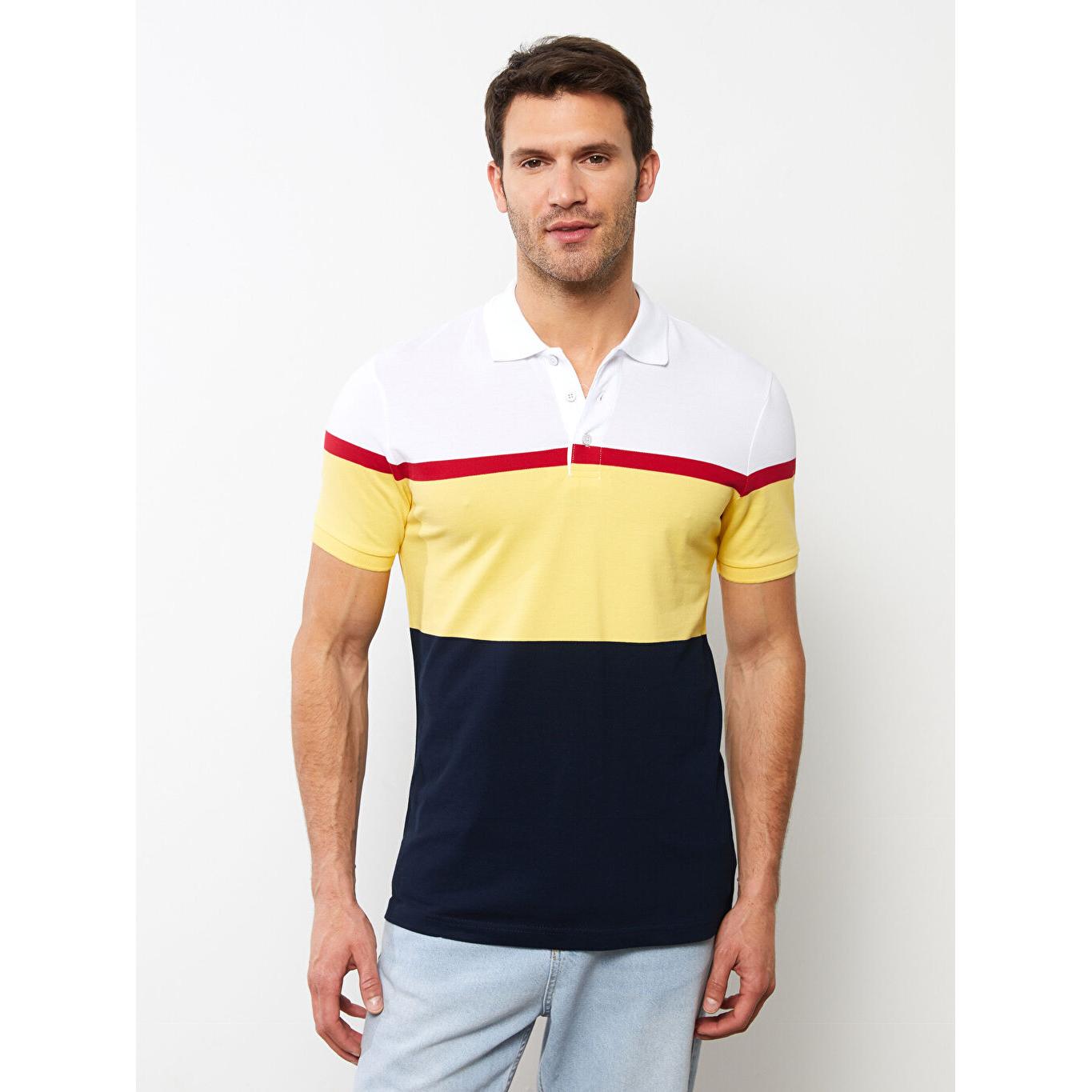 

LCW CLASSIC Polo Collar Short Sleeve Color Block Мужская футболка желтая