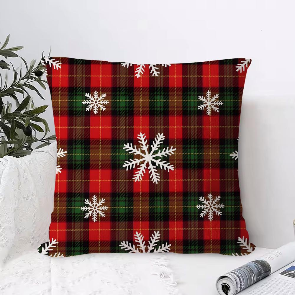 C-Weihnachten Schneeflockenmuster Kissenbezug Quadratisches Kissen Schlafzimmer Sofa Freizeit Komfortkissen Wohnzimmer Heimdekoration