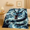 HD Yin Yang Element Dragon Chinese Loong Cartoon Flannel Blanket,Ultra Soft Warm Plush Throw for Home Bedroom Bed Sofa Cover Kid