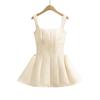 New Pure Desire Style Sexy Square Neck Sleeveless Dress Slim and Thin A Word Suspender Skirt Small Short Skirt