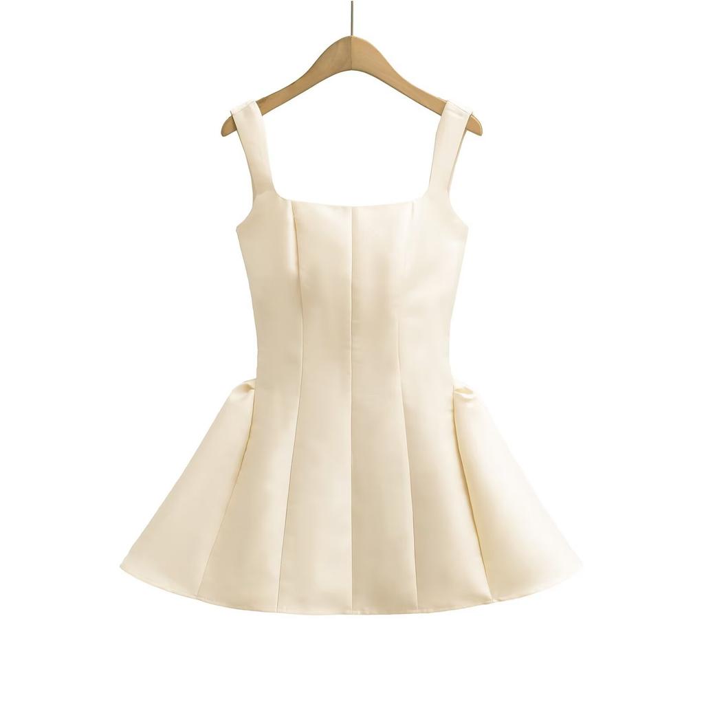 New Pure Desire Style Sexy Square Neck Sleeveless Dress Slim and Thin A Word Suspender Skirt Small Short Skirt