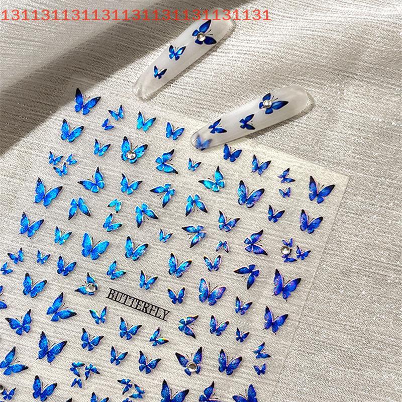 3D Blau Grün Schmetterling Nagelkunst Aufkleber Nagelkunst Dekoration DIY Selbstklebender Nagelaufkleber Nagelkunst Zubehör Maniküre Werkzeug