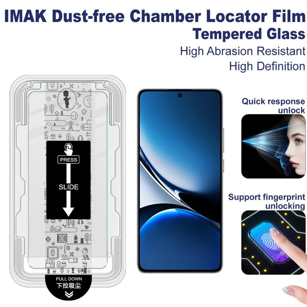 IMAK Seria H Dla Xiaomi Poco X7 Pro 5G/Redmi Turbo 4 5G Szkło Hartowane Ochraniacz Ekranu Film do Instalacji Bez Pyłu (Odblokuj odcisk palca)