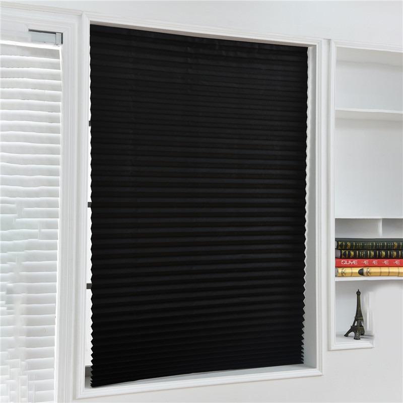 Self-Adhesive Pleated Blinds Half Blackout Windows Curtains For Kitchen Bathroom Balcony Shades For Coffee/Office Window New