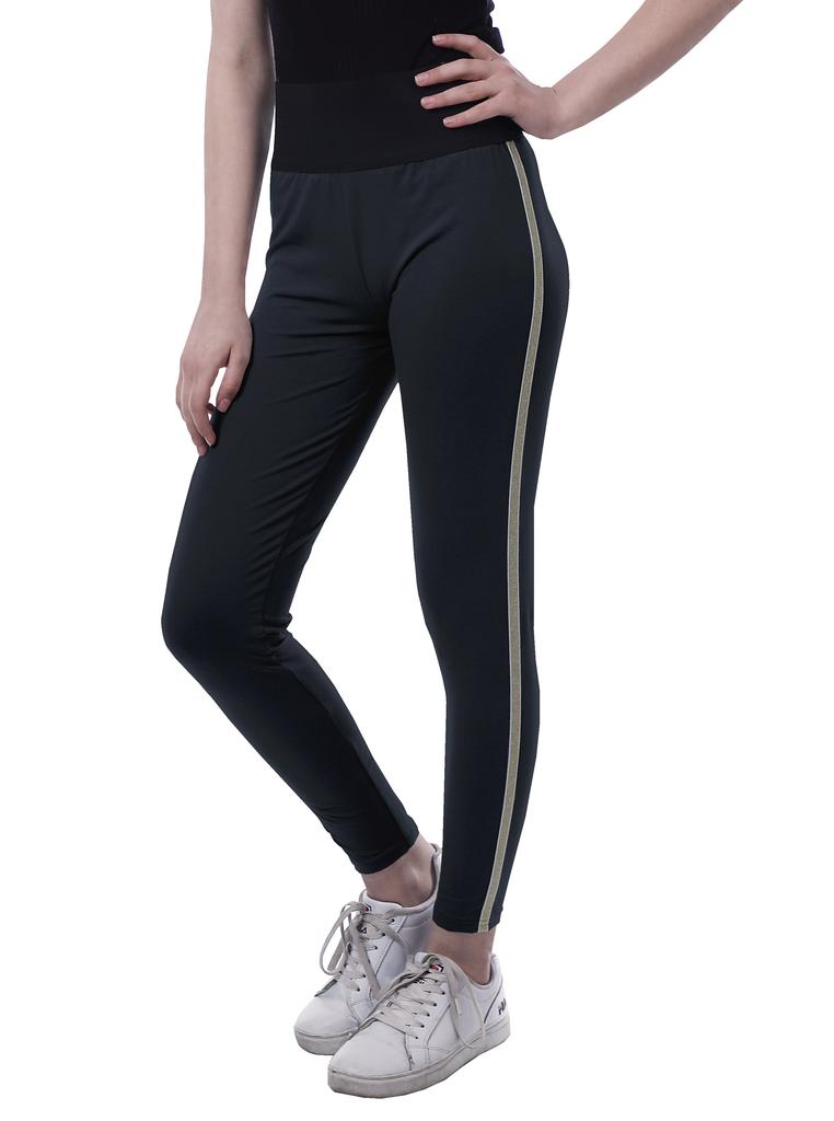 Moomaya High Waist Leggings For Women Side Strips Soft Workout Yoga Pants