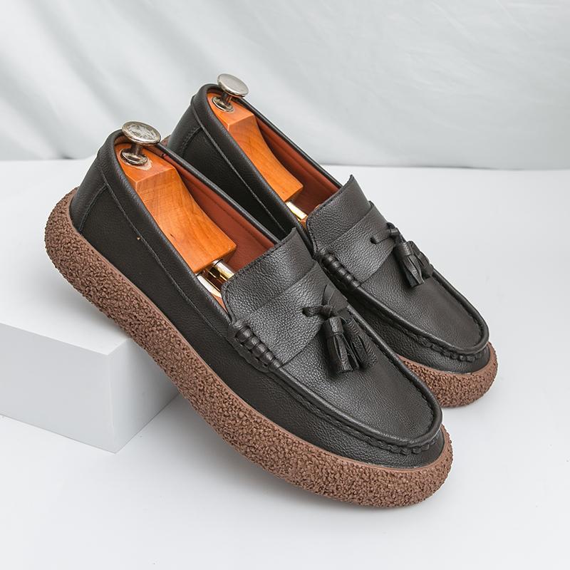 New Men Business Loafers American One-foot Casual Comfortable and Fashionable Brand Leather Shoes Size 38-44 Men Shoes