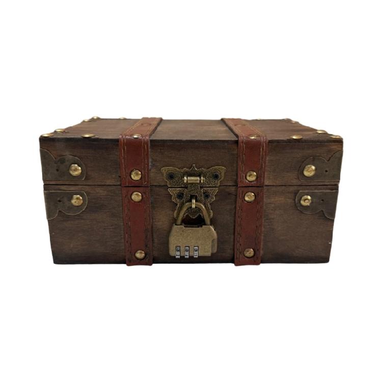 Lockable Wooden Trinket Box with Lock Antique Style Storage Chest for Jewelry Photos Props Display Keepsakes Organiser