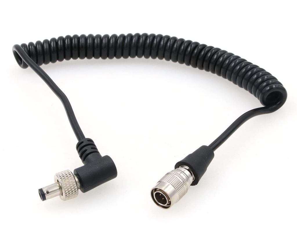 ZBLZGP Stromkabel Hirose 4-Pin Stecker auf Winkel-Lock für Shogun Flame Ninja SR Empfänger 2.5DC Inferno/Lectrosonics (Spiralkabel)