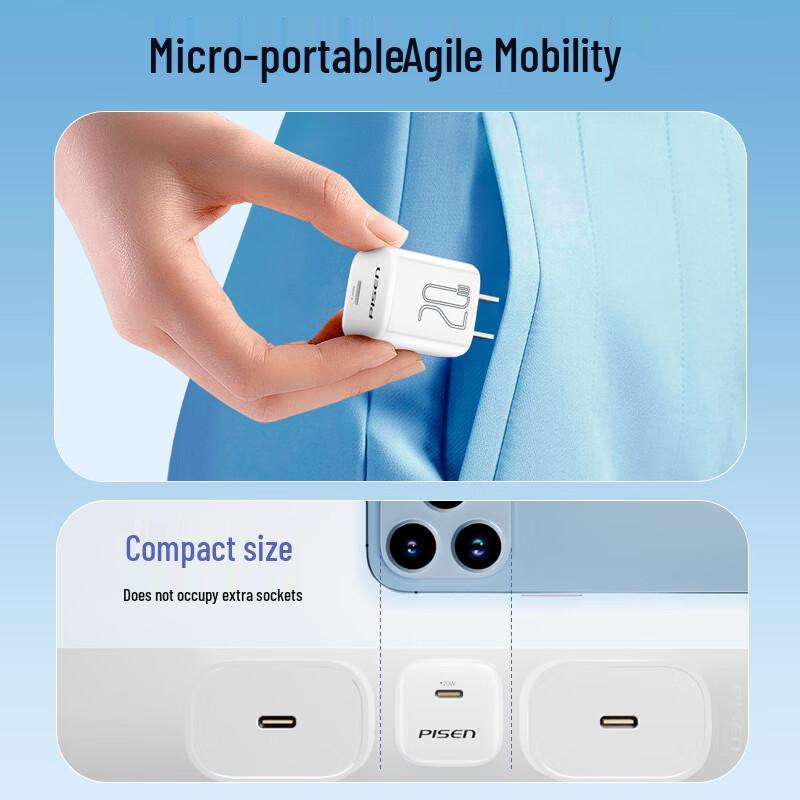 Caricabatterie Rapido Pisen PD GaN per Dispositivi iPhone e Android