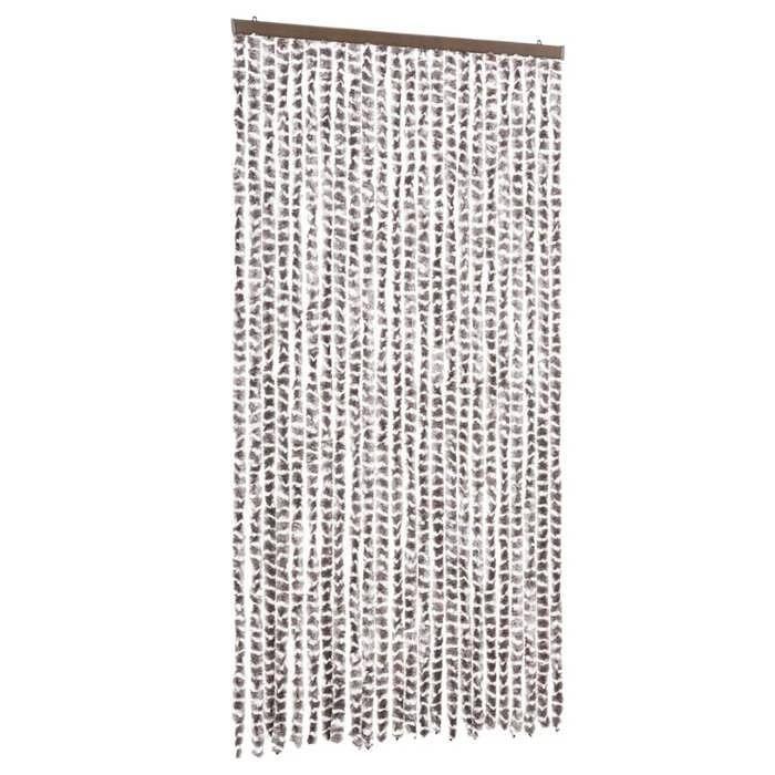 VidaXL Fly Curtain, Insect Screen with Hook, Door Curtain Adjustable Length and Width, Taupe and White 377406