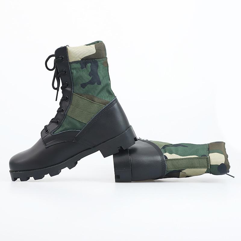 Men High-Top Boots Outdoor Non Slip Hiking Shoes Canvas Camouflage Training Boots Tactical Combat Boots for Men Desert AnkleBoot