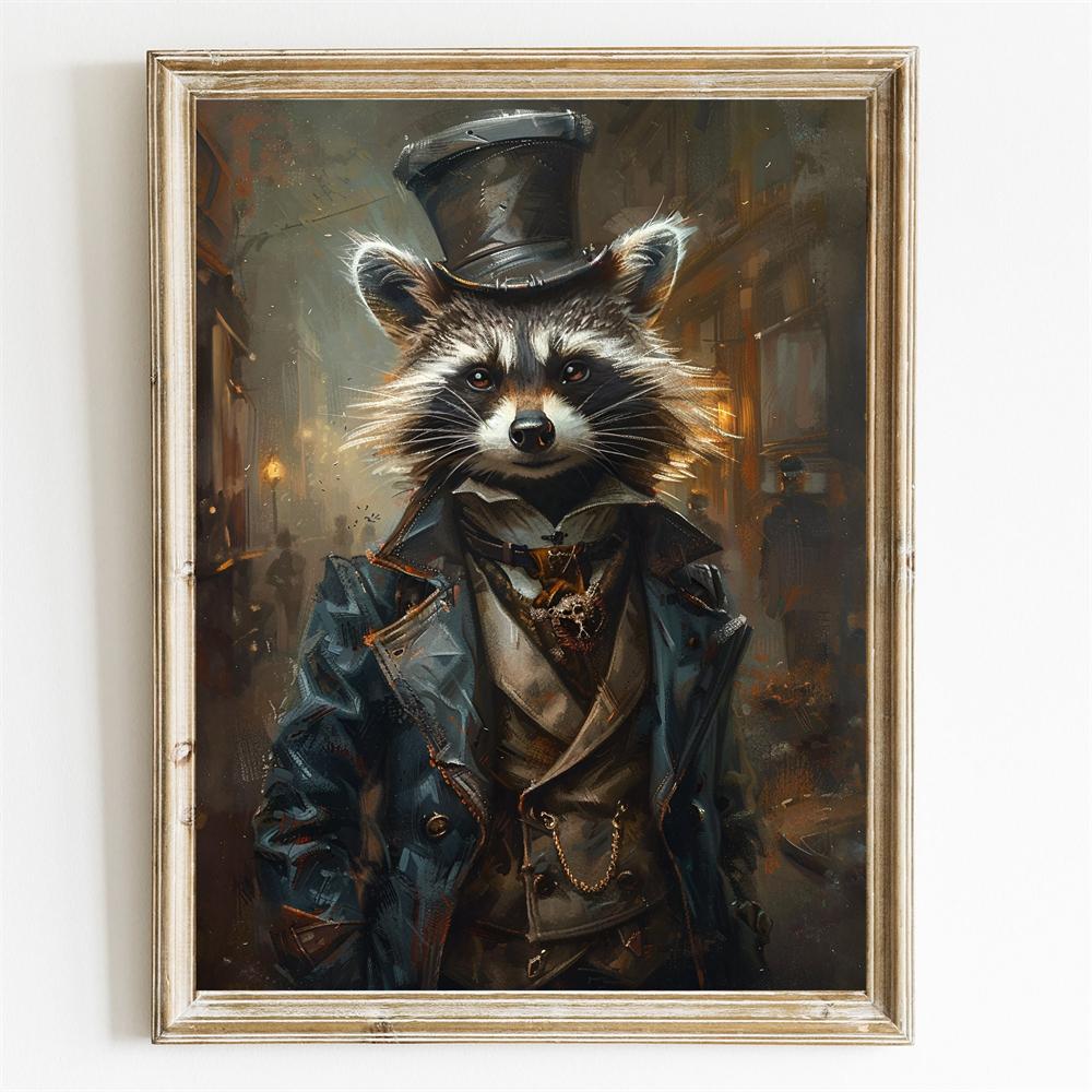 Gentleman Frog Vintage Portrait Print Poster Frog Wearing Clothes Print Renaissance Animal Portrait Canvas Painting Funny Poster