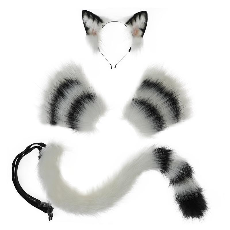 1 Set Cute Tiger Ear Hair Wear Claw Gloves Tail Anime Cosplay Costume Plush Cat Fur Ear Hairband Night Party Club Headbands