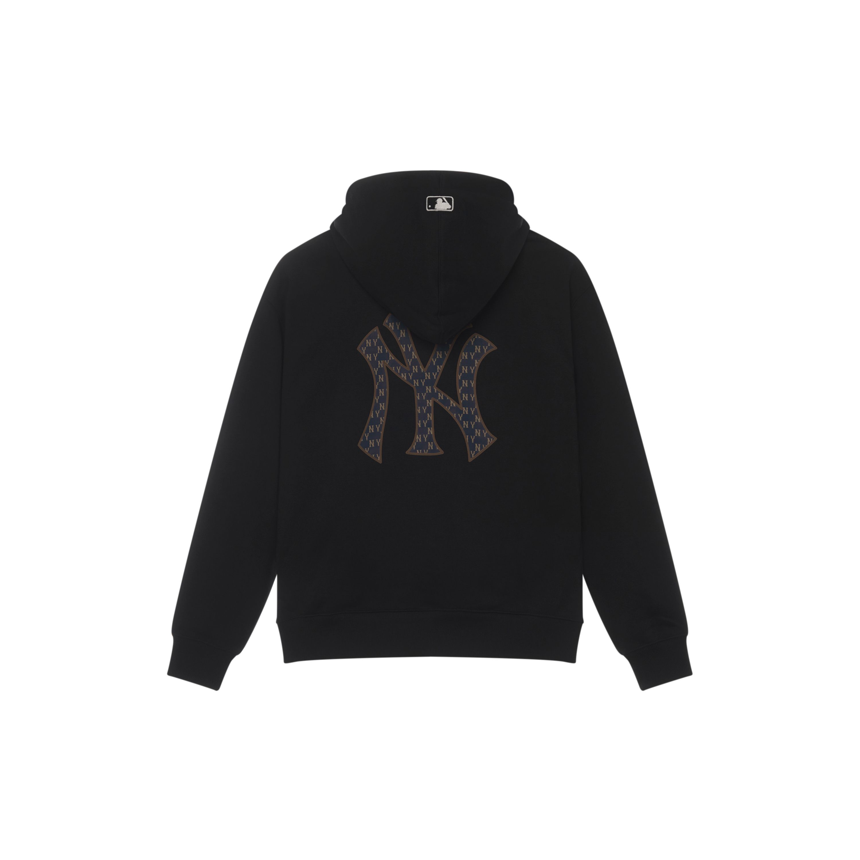 MLB Monogramm Serie New York Yankees 24FW Rückseite Großes Logo Einfarbige Lässige Frühherbst Locker Langarm Große Tasche Pullover Hoodie 3AHDM0144-50BKS S black