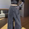 Women's Retro Striped Wide-Leg Pants, 2026 Spring/Summer, Tie-Up Loose Fit, Versatile Old Money Style.