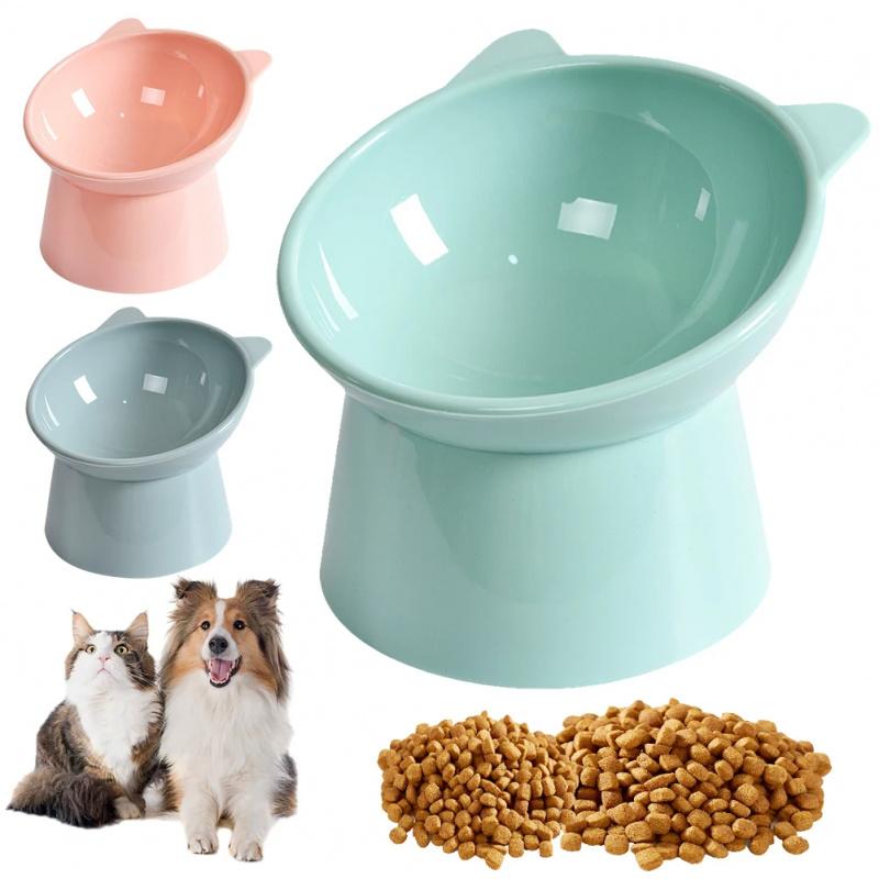 Raised Tilted Pet Food Bowl Plastic Cat Dog Feeding Bowl With Wide Rim And Stable Base For Daily Dry Food And Water Use For Home Pet Feeding Areas