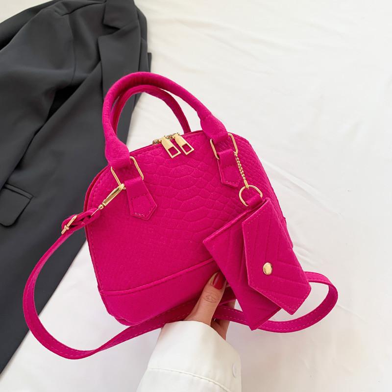 

Stylish Mid-soft Shell Purse Trendy Felt Handbag With Phone Pocket For Women маджента