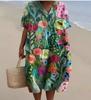 New Imitation Cotton Large Size Women's Shirt Short Sleeve Dress Ocean Vacation Company