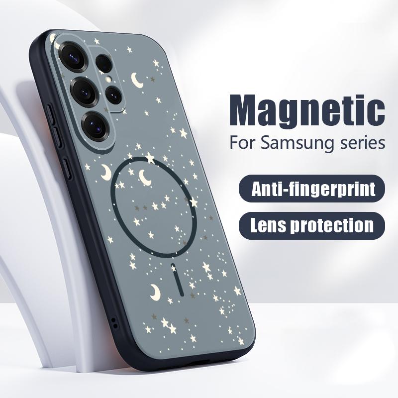 Lucky Stars Planet Pattern Case For Samsung Galaxy S26 Ultra S25 Edge S24 Plus S23 FE S22 A17 A54 A55 A56 A57 5G Magnetic For Magsafe Matte Cover