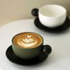 Color Blocking Ball Handle Ceramic Cup and Saucer Set Creative Matte Retro Design for Afternoon Tea Coffee Home Cafe Gift