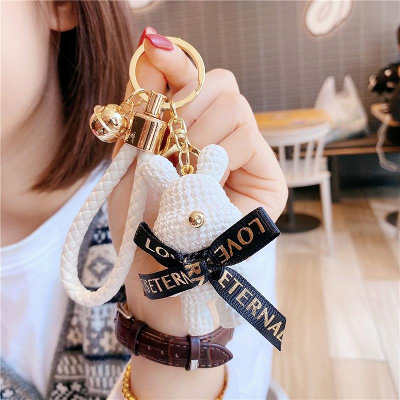 Disney Süßer Mickey Schlüsselanhänger Schleife Glocke Kaninchen Schlüsselanhänger Geflochtene Mode Puppe Tasche Anhänger Feiertags Auto Schlüsselanhänger Geschenk