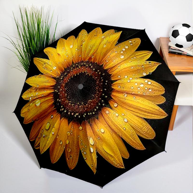 Retro Sunflowers Umbrella Automatic Open/close, Sturdy Iron Frame & 8-Rib Struct, Umbrella for Women & Men, Valentine's Day Gift
