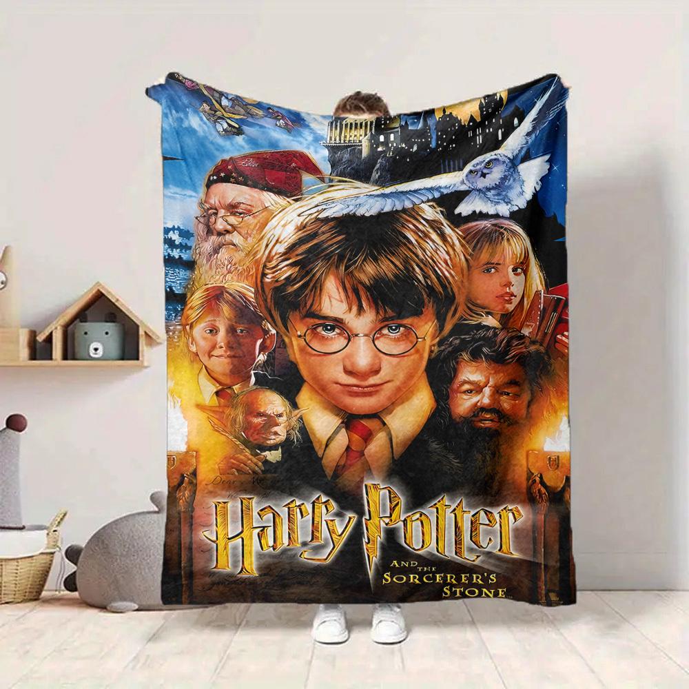 1pc Harry Potter Flannel Throw Blanket - HD Printed Lightweight Soft Warm All-Season Blanket for Sofa, Bed, Travel, Camping 100