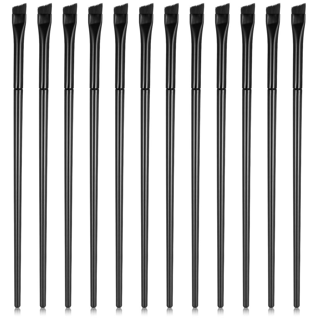 12 Pieces Angled Eyeliner Brush Eyebrow Flat Brushes Makeup Tip Thin Slanted Brush for Women Salon Beauty Cosmetic Makeup Tool