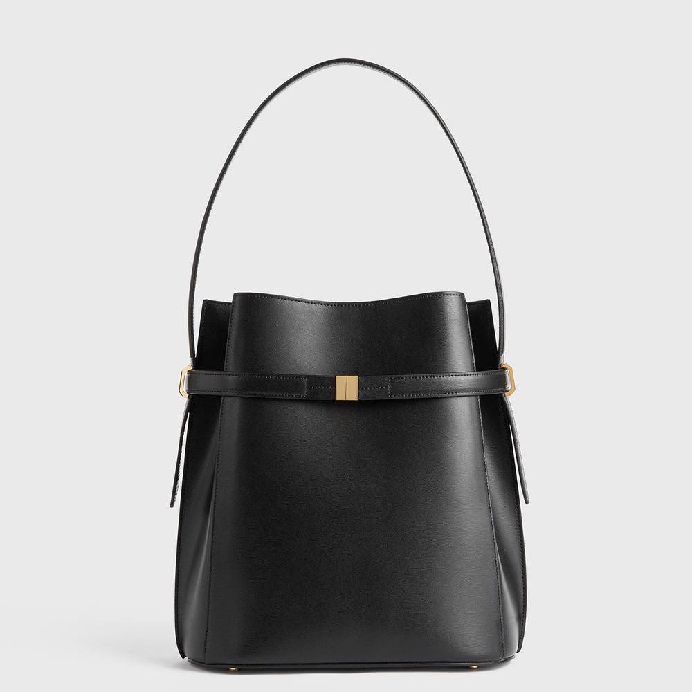 Toteme Hochwertiges Schwedisches Design Echte Leder Bucket Bag – Große Kapazität Pendler Tote und Einzel-Schulter Achseltasche.