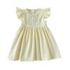 Exquisite Floral Embroidered Cotton Puff Sleeve Girls' Dress - Korean Style Summer 2026 Princess Skirt