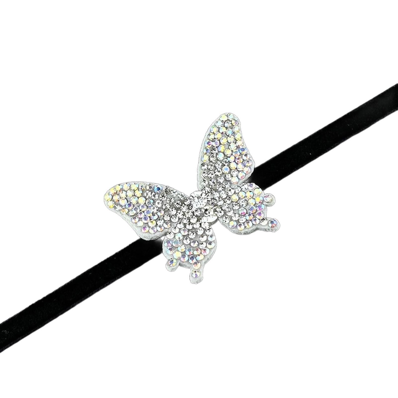 

Fabulous Butterfly Choker Necklace with Rhinestone Adorned Stylish Clavicular Chain Charm for Weddings Parties Birthdays белый