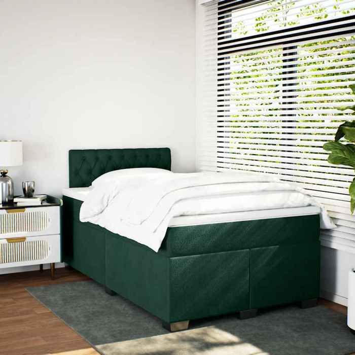 Maison Exclusive - Sommier à lattes de lit avec matelas vert foncé 120x190 cm