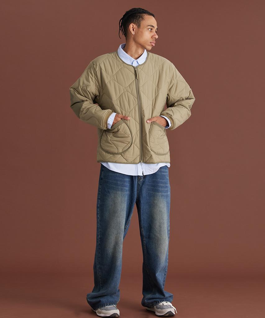 Cream Soda Lab Warm-Up Quilted Two-Way Jacket Khaki