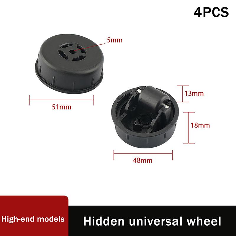 4 szt. Niewidoczne Uniwersalne Kółko Rowkowe Obrót 360 Stopni Kółko Gładkie Ciche Do Mebli Domowych i Biurowych Spód Przesuwane