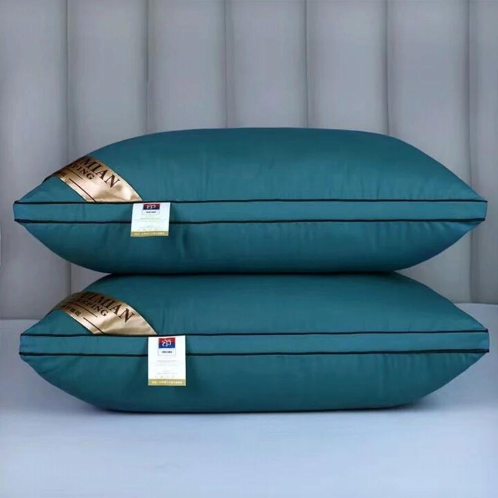 Chinese Natural Cotton Single Pillow 100% Polyester Fiber Orthopedic Neck Pillow Hotel Memory Pillow Healthy Sleep Stand 1PC