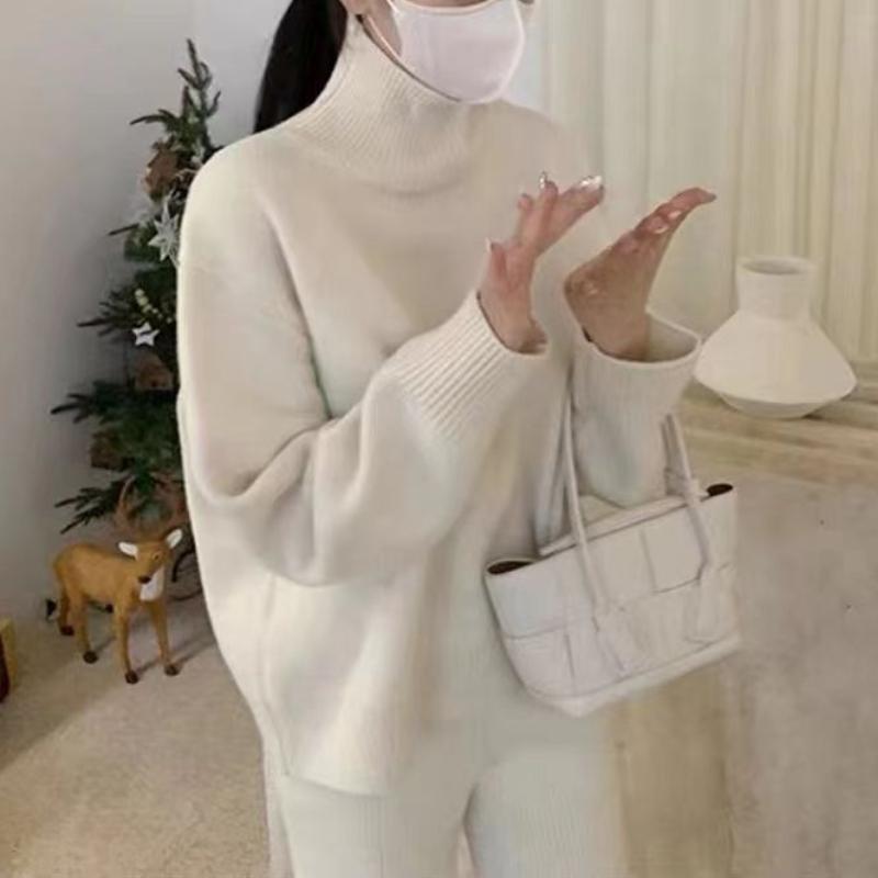 Новый Harajuku зимний элегантный теплый пуловер High Street винтажный утолщенный мягкий свободный топ водолазка вязаный свитер для женщин S белый