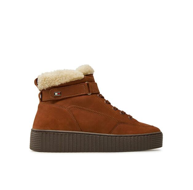 Низкие ботильоны Tommy Hilfiger из искусственного меха и нубука со шнуровкой, FW0FW08172, коричневые EU 36