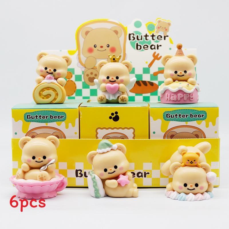 Pvc Butter Bear Playful Figurine Sets With Dessert Theme For Enthusiasts Fans