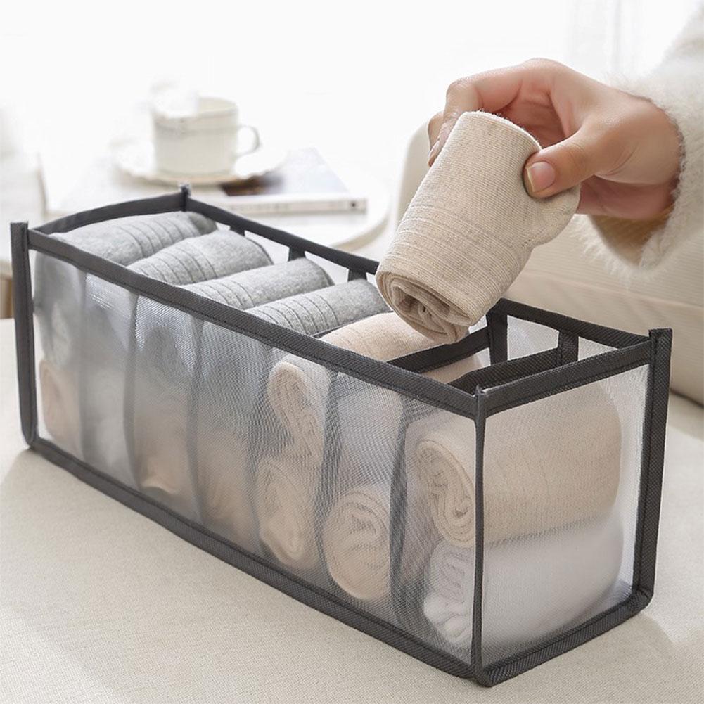 7 Grids Underwear Drawer Organizer Storage Box Pants Jeans Storage Box Drawers Socks Separation Organizer Pants Foldable Storage