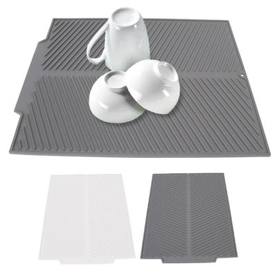 Dish Drying Pad Silicone Drain Pad Silicone Dish Drying Mat 485x405mm Heat Resistant Non Slip Kitchen Counter Drain Pad for Home