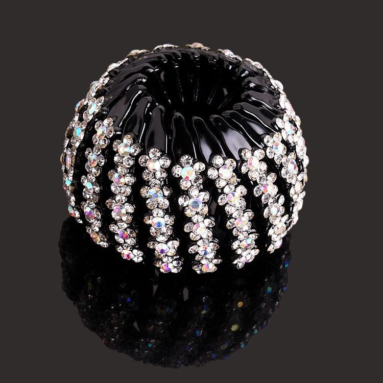 "Elegant Rhinestone Hair Clip & Ponytail Holder - Bird's Nest Design"