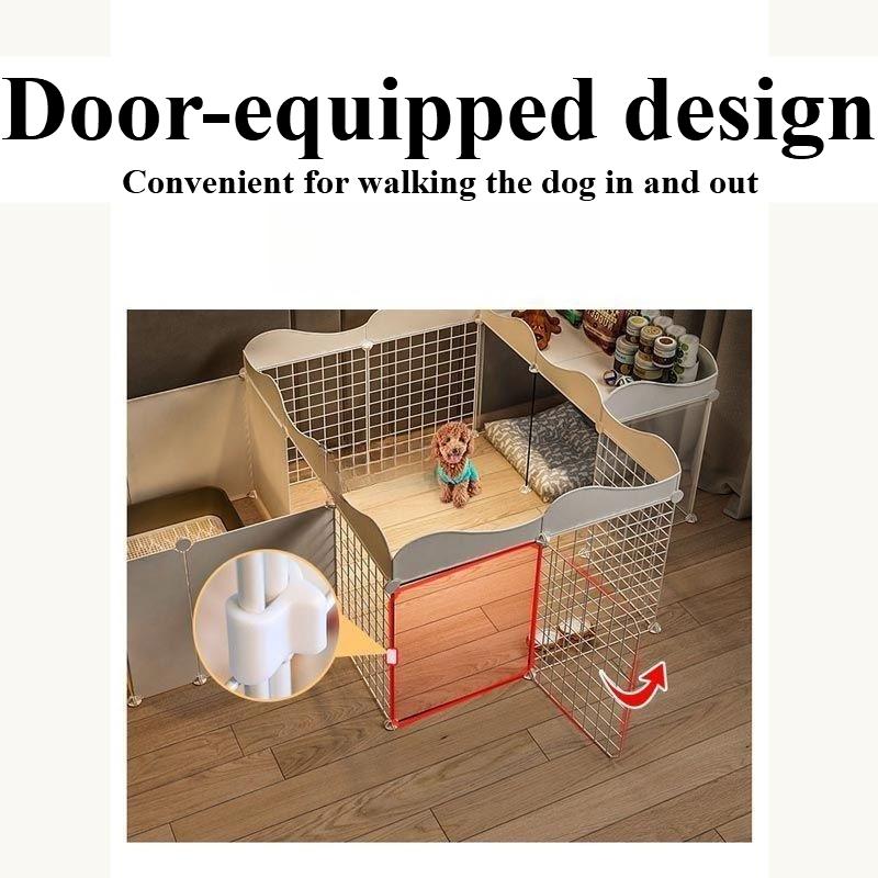 Home Pet Dog Enclosure House Indoor Small Dog Poodle  Fence Isolation Door Dog Cage with Toilet Area Scientificly Divided Den