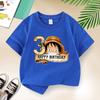 New Arrival Anime Happy 3 Birthday Kids Pure Cotton Printed TShirt Perfect for Gifting