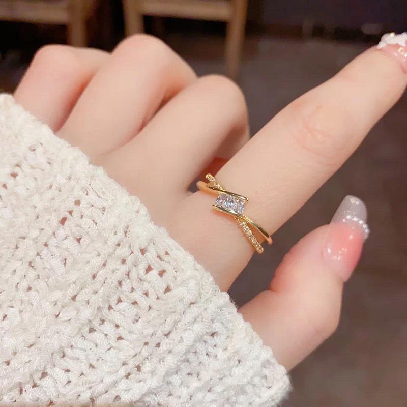 Micro-Inlaid Zircon Fashion Open Ring - Adjustable Luxury Index Finger Jewelry for Women