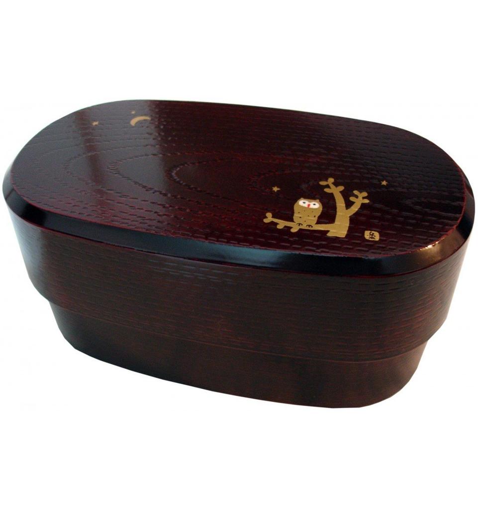HAKOYA Range Club Oval Wood Grain Lunch Tochigi Owl 51120 Men's Box, Design,