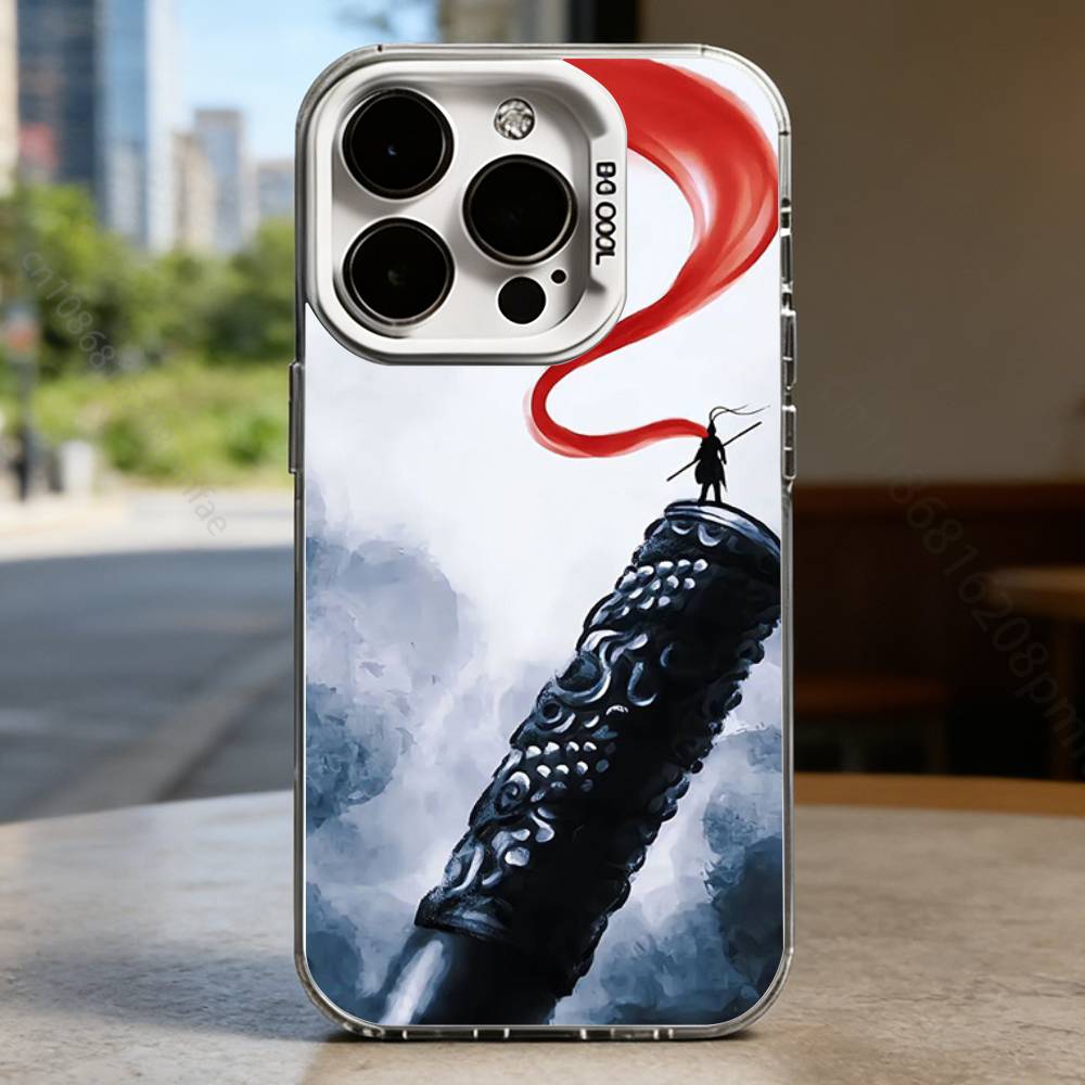 

B-Black Myth Wukong White Shockproof Phone Case For iPhone 16,15,14,13,12,11,Pro,XS,Max,Plus,Mini,SE iPhone14Plus