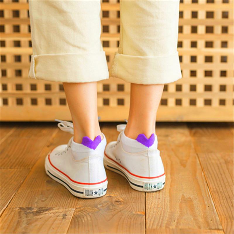 6 Pairs Women Socks Harajuku Female Cotton Ankle Socks White Heart Socks Cute Girls Students Comfortable Casual Short Socks